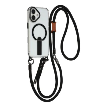 iPhone 17 Case with Stand, Straps (30/120 cm) and MagSafe, Black