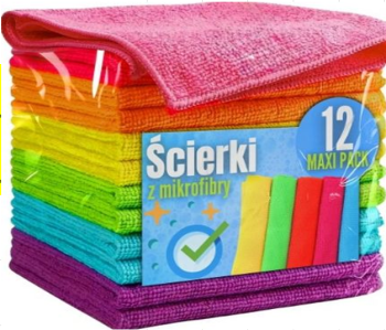 Mikrošķiedras tīrīšanas lupatiņas 30x30 cm 12 gabalu komplekts, dažādas krāsas