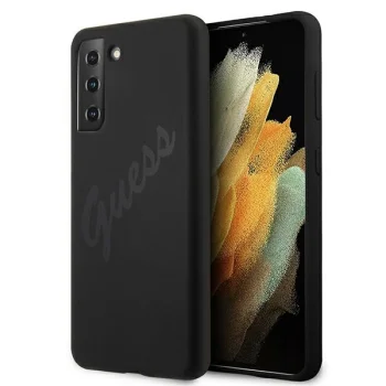 Чехол Guess для Samsung Galaxy S21+ Silicone Vintage Script, черный