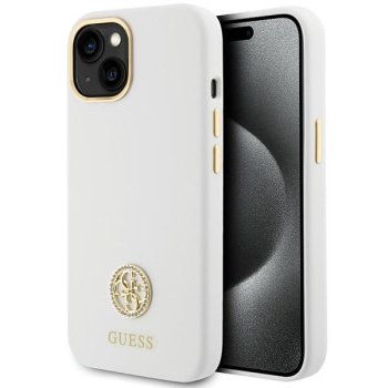 Guess silikona logo Strass 4G vāciņš iPhone 15 - balts | Silicone case for white