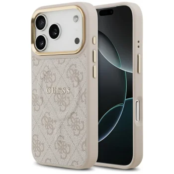 Guess 4G PU Classic Logo MagSafe vāciņš iPhone 17 Pro, rozā
