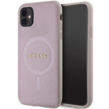 Guess iPhone 11 / XR vāciņš Saffiano MagSafe, rozā