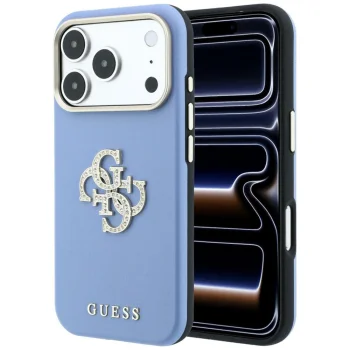 Guess Smooth & Big Strass Logo vāciņš iPhone 18 Pro / 17 Pro, zils