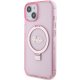 Guess Ring Stand Script Glitter MagSafe apvalks iPhone 15 - rozā krāsā | case for pink