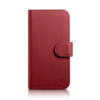 Icarer iPhone 14 Pro Max Leather Wallet Case 2in1 Anti-RFID, Red