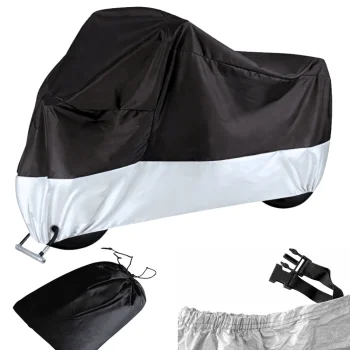 Waterproof Bicycle and Motorcycle Cover 180x130 cm with UV Protection, Silver