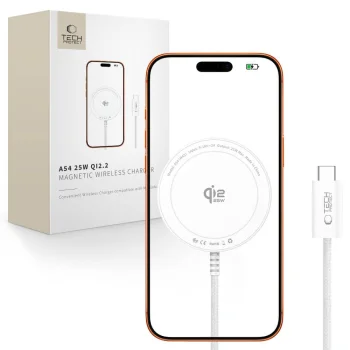 Беспроводное зарядное устройство Tech-Protect A54 MagSafe 25W, белое