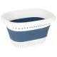 Collapsible Silicone Laundry Basket 32L, White/Blue