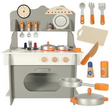 Bērnu Virtuve Rotaļu Koka MDF Virtuves Iekārtas Komplekts ar Piederumiem, 70cm | Kids Toy Wooden Kitchen With...