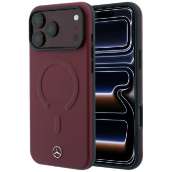 Чехол Mercedes Leather 3D MagSafe для iPhone 17 Pro Max, темно-синий