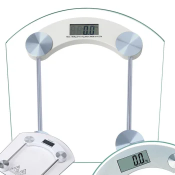 Elektroniskās vannas istabas svari līdz 180 kg ar stikla LCD displeju, caurspīdīgi
