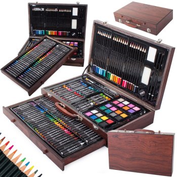 143-Piece Art Set in Wooden Case for Drawing and Painting