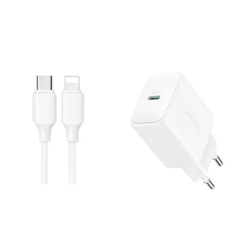 Joyroom JR-TCF20 USB-C PD 20W lādētājs ar USB-C / Lightning kabeli 1m, balts