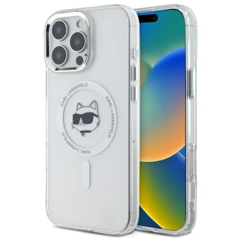 Apple iPhone 16 Pro 6.3'' Karl Lagerfeld IML Metal Choupette Head MagSafe Cover Case, White | Telefona Vāciņš...