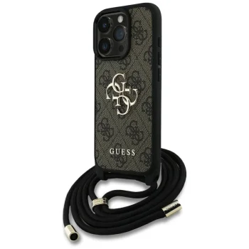 Чехол Guess для iPhone 16 Pro Max 4G Big Logo Cord Stap Crossbody, коричневый