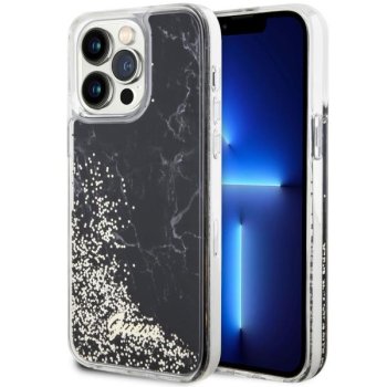 Guess iPhone 14 Pro Max Case Liquid Glitter Marble, Black