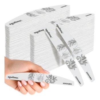 Half Moon Slim Nail Files 100 180 Grit 100 Pcs Soulima, Grey