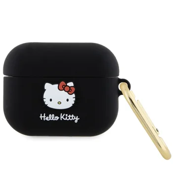 Чехол Hello Kitty для AirPods Pro Silicone 3D Kitty Head, черный