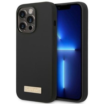 Apple iPhone 14 Pro Max 6.7'' Guess Silicone Logo Plate MagSafe Case Cover (GUHMP14XSBPLK), Black