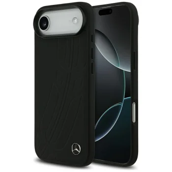 Кожаный чехол Mercedes Large Laurel Leave MagSafe для iPhone Air Черный