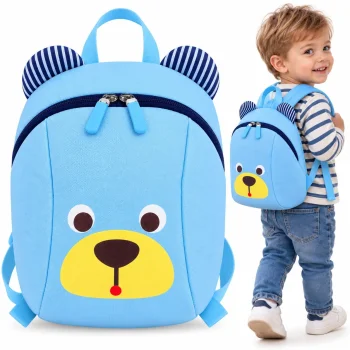 Toddler Backpack with Detachable Safety Leash 2-in-1 Bear, 20 × 26 × 10 cm, Blue
