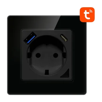Smart WiFi Wall Socket Avatto N-WOT10-USB-B Tuya USB-C 20W Black
