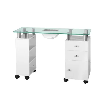 Маникюрный стол Glass 013B с вытяжкой AM-8A, Белый