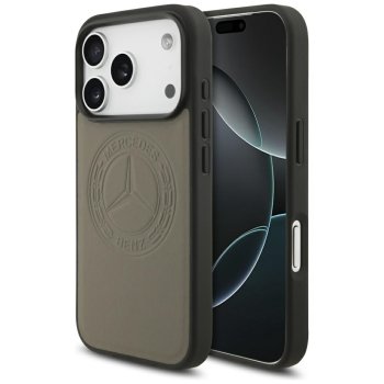 Mercedes для iPhone 17 Pro чехол Leather Vintage Logo MagSafe, бежевый