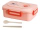 Bento Lunch Box with 3 Compartments and Utensils for Work and School, Pink