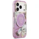 Guess IML Glitter Flowers Triangle MagSafe vāciņš iPhone 18 Pro Max / 17 Pro Max, violets