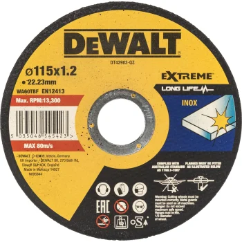 Griezējdisks DeWalt DT43903-QZ EXTREME 115 x 1.2 x 22.23 mm