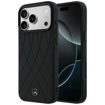 Mercedes Leather with Crossed Lines MagSafe Case for iPhone 17 Pro Max, Black