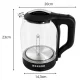 Electric Kettle, Glass, 1500W, 2L, with LED Illumination, Black
