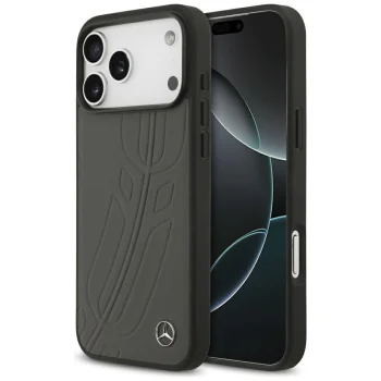 Чехол Mercedes Leather Large Laurel Leave MagSafe для iPhone 17 Pro Max Anthracite