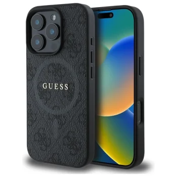 Guess 4G Ring Classic Logo MagSafe vāciņš iPhone 16 Pro Max, Melns