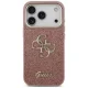 Чехол Guess Fixed Glitter Big 4G с металлической рамкой для iPhone 17 Pro — розовый