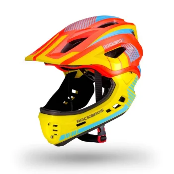 Rockbros TT-32SOYB-S Children's Bike Helmet with Detachable Chinbar S, Yellow/Orange