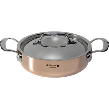 De Buyer Prima Matera Low Saucepot with Lid 20 cm, 1.8 L, Copper/Stainless Steel