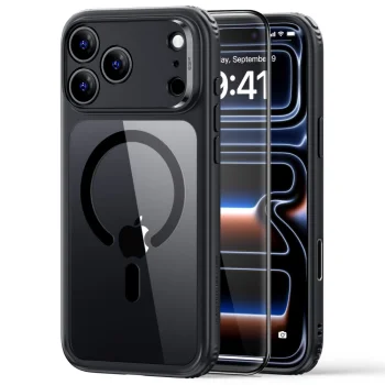 Чехол ESR Classic Hybrid MagSafe со стеклом для iPhone 18 Pro Max / 17 Pro Max, Clear Black