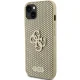 Guess iPhone 15 vāciņš Perforated 4G Glitter, zelta