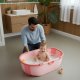 ECOTOYS Foldable Baby Bathtub with Heat-Sensitive Drain Plug, Portable Infant Bath, Pink