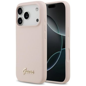 Guess Silicone Script Metal Logo MagSafe vāciņš iPhone 17 Pro - rozā | Phone Case Cover Pink