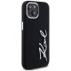 Karl Lagerfeld Silicone Metal Script Logo vāciņš iPhone 15 - Melns