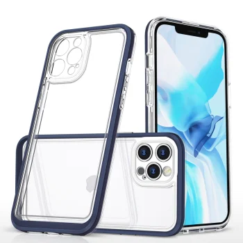 Прозрачный чехол для iPhone 12 Pro Hybrid Armor Clear 3 in 1, с синей рамкой