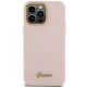 Guess iPhone 15 Pro Max vāciņš Silicone Script Metal Logo & Frame, rozā