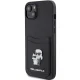 Karl Lagerfeld iPhone 15 vāciņš Saffiano Cardslot Karl&Choupette, melns