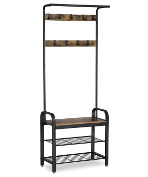 Drēbju stāvpakaramais ar apavu plauktu industriālā loft stilā