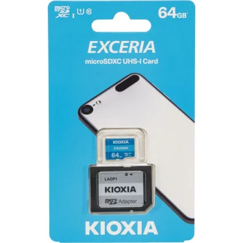 Карта памяти Kioxia Exceria microSDXC 64GB Class 10 UHS-I с адаптером