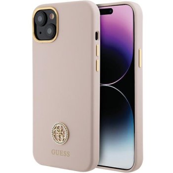 Guess silikona logo Strass 4G vāciņš iPhone 15 - gaiši rozā krāsā | Silicone case for light pink