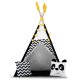 Bērnu Telts Tipi Vigvams ar Virteni un Gaismām Nukido, Balta-melna | Baby Tipi Tent Wigwam with Garland